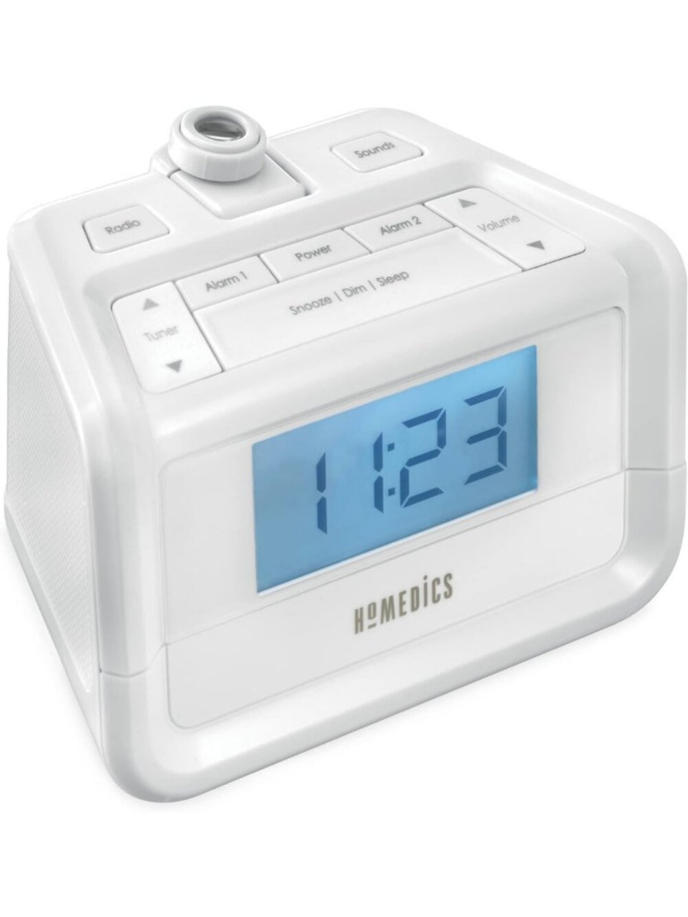 Dual Alarm Digital FM Clock Radio with Time Projection & USB Charging Port